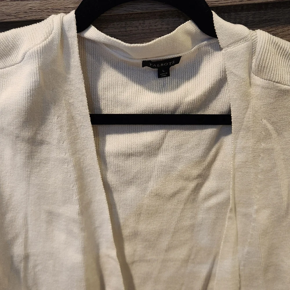 Women's Talbots White Cardigan, Size L - Picture 5 of 10